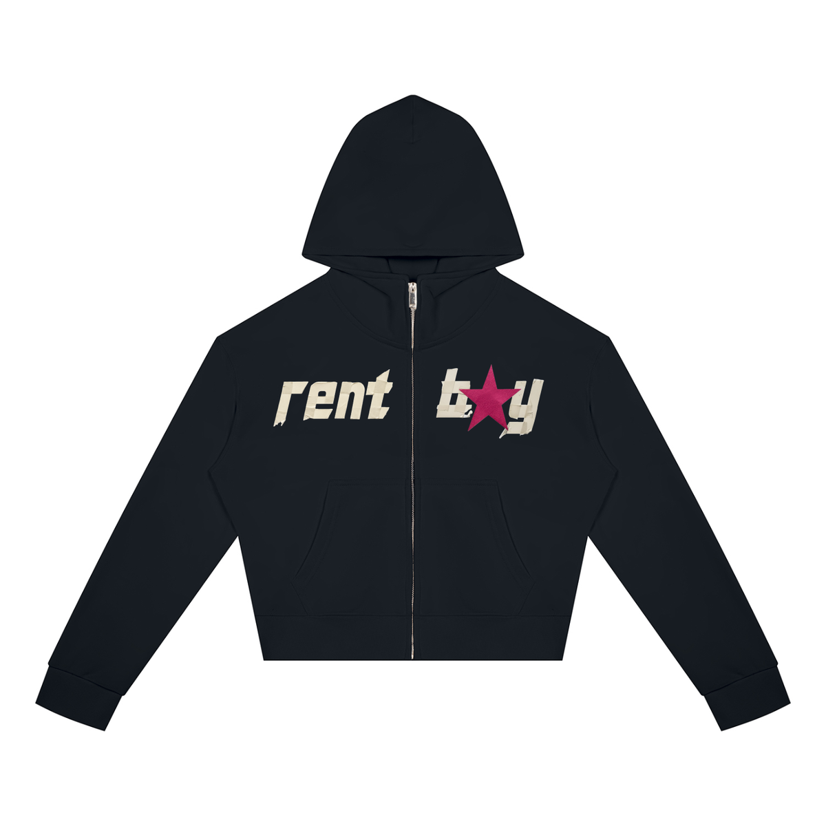 rent boy black zip up hoodie